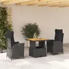 Image de vidaXL Ensemble à Manger de Jardin avec Coussins 3 pcs, Table de Terrasse, Meubles de Patio, Mobilier d'Extérieur, Noir 3277445