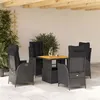 Image de vidaXL Ensemble à Manger de Jardin avec Coussins 5pcs, Table de Terrasse, Meubles de Patio, Mobilier d'Extérieur, Noir 3277446