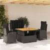 Image de vidaXL Ensemble à Manger de Jardin avec Coussins 4 pcs, Table de Terrasse, Meubles de Patio, Mobilier d'Extérieur, Noir 3277452