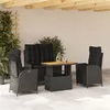 Image de Salon de jardin vidaxl rotin 2 personnes noir 90 x 55 x 71 cm 4 pieces