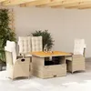 Image de vidaXL Ensemble à Manger de Jardin avec Coussins 4 pcs, Table de Terrasse, Meubles de Patio, Mobilier d'Extérieur, Beige 3277476