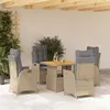 Image de Salon de jardin vidaxl rotin 5 pieces beige 80 x 80 x 71 cm