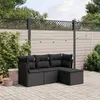 Image de vidaXL Salon de Jardin avec Coussins 4 pcs, Canapés de Terrasse, Ensemble de Meubles de Patio, Mobilier d'Extérieur, Noir 3263111