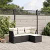 Image de vidaXL Salon de Jardin avec Coussins 4 pcs, Canapés de Terrasse, Ensemble de Meubles de Patio, Mobilier d'Extérieur, Noir 3263112