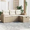 Image de Salon de jardin modulable Vidaxl rotin beige 4 pieces x 65.5 x 69 4 personnes