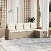 Image de Salon de jardin modulable Vidaxl rotin beige 5 pieces x 65.5 x 69 5 personnes