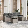 Image de Salon de jardin modulable vidaxl gris resine tressee 6 pieces 62 x 55 x 69 cm 5 personnes
