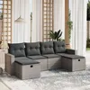 Image de Salon de jardin modulable Vidaxl rotin gris 6 pieces x 65.5 x 69 6 personnes