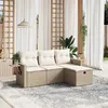 Image de Salon de jardin modulable Pack de 4 pièces GENERIQUE résine tressée beige 4 personnes 62 x 55 x 69 cm