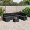 Image de Salon de jardin modulable Vidaxl rotin noir 9 pieces x 61.5 x 69 8 personnes