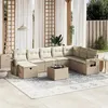 Image de Salon de jardin modulable Vidaxl rotin beige 9 pieces x 61.5 x 69