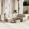 Image de Salon de jardin vidaxl beige rotin 8 pieces 62.5 x 62 x 69 cm 7 personnes