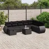 Image de vidaXL Salon de Jardin avec Coussins 9 pcs, Canapés de Terrasse, Ensemble de Meubles de Patio, Mobilier d'Extérieur, Noir 3264211