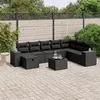 Image de vidaXL Salon de Jardin avec Coussins 9 pcs, Canapés de Terrasse, Ensemble de Meubles de Patio, Mobilier d'Extérieur, Noir 3264521