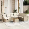 Image de Salon de jardin modulable vidaxl 9 pieces beige rotin 62 x 62 x 69 cm