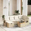 Image de Salon de jardin modulable vidaxl rotin 6 personnes 7 pieces 62 x 62 x 69 cm beige