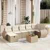 Image de Salon de jardin modulable Vidaxl resine tressee beige 8 pieces 62.5 x 62 x 69 7 personnes
