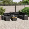 Image de vidaXL Salon de Jardin avec Coussins 9 pcs, Canapés de Terrasse, Ensemble de Meubles de Patio, Mobilier d'Extérieur, Noir 3265206