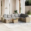 Image de Salon de jardin modulable vidaxl rotin 9 pieces 8 personnes 62 x 62 x 69 cm beige