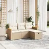 Image de Salon de jardin modulable vidaxl rotin beige 4 pieces 62 x 55 x 69 cm 4 personnes