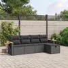 Image de vidaXL Salon de Jardin avec Coussins 5 pcs, Canapés de Terrasse, Ensemble de Meubles de Patio, Mobilier d'Extérieur, Noir 3265500