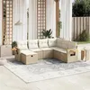 Image de Salon de jardin modulable vidaxl beige rotin 7 personnes 62 x 62 x 69 cm 7 pieces