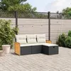 Image de vidaXL Salon de Jardin avec Coussins 4 pcs, Canapés de Terrasse, Ensemble de Meubles de Patio, Mobilier d'Extérieur, Noir 3265704
