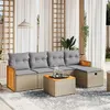 Image de Vidaxl Salon de jardin modulable - Lot de 6 pièces - Rotin beige - 5 personnes