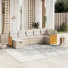 Image de Salon de jardin modulable vidaxl rotin beige 7 personnes 62 x 62 x 69 cm 7 pieces