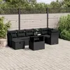 Image de vidaXL Salon de jardin 8 pcs avec coussins noir résine tressée, ensemble de canapés d'extérieur, salon de jardin, ensemble 3274665