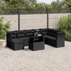 Image de vidaXL Salon de jardin 9 pcs avec coussins noir résine tressée, ensemble de canapés d'extérieur, salon de jardin, ensemble 3274705