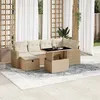 Image de Salon de jardin modulable Vidaxl beige 7 pieces 7 personnes 62 x 62 x 69 cm resine tressee