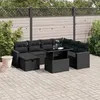 Image de vidaXL Salon de jardin 8 pcs avec coussins noir résine tressée, ensemble de canapés d'extérieur, salon de jardin, ensemble 3274835