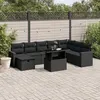 Image de Salon de jardin modulable Vidaxl 9 pieces resine tressee noir 62 x 62 x 69 cm 8 personnes