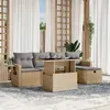 Image de Salon de jardin modulable Vidaxl 5 personnes 6 pieces resine tressee 55 x 62 x 69 cm beige
