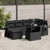Image de vidaXL Salon de jardin 7 pcs avec coussins noir résine tressée, ensemble de canapés d'extérieur, salon de jardin, ensemble 3274975