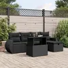 Image de Salon de jardin modulable Vidaxl 6 pieces rotin 5 personnes 62 x 55 x 69 cm noir