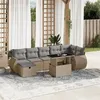 Image de Salon de jardin modulable Vidaxl 7 personnes rotin 8 pieces 62 x 62 x 69 cm beige
