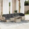 Image de Salon de jardin modulable Vidaxl rotin gris 8 pieces x 62 x 69