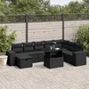 Image de vidaXL Salon de jardin 9 pcs avec coussins noir résine tressée 3275345