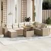 Image de Salon de jardin vidaxl resine tressee beige 9 pieces 55 x 100 x 73 cm 8 personnes