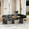 Image de Salon de jardin modulable vidaxl rotin gris 5 personnes 55 x 62 x 69 cm 8 pieces