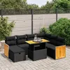 Image de Salon de jardin modulable Vidaxl 7 personnes 8 pieces resine tressee 62 x 55 x 69 cm noir