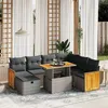 Image de Salon de jardin modulable Vidaxl resine tressee gris 7 personnes 62 x 55 x 69 8 pieces