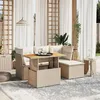 Image de Salon de jardin modulable Vidaxl 5 personnes beige rotin 62 x 62 x 69 cm 6 pieces