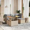 Image de Salon de jardin modulable Vidaxl 6 pieces resine tressee beige 62.0 x 62 x 69 cm