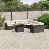 Image de vidaXL Salon de Jardin avec Coussins 11 pcs, Canapés de Terrasse, Ensemble de Meubles de Patio, Mobilier d'Extérieur, Noir 3271042