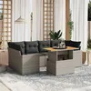 Image de Salon de jardin modulable vidaxl 6 personnes 7 pieces rotin 62 x 62 x 69 cm gris