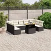 Image de vidaXL Salon de Jardin avec Coussins 10 pcs, Canapés de Terrasse, Ensemble de Meubles de Patio, Mobilier d'Extérieur, Noir 3271455