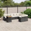 Image de vidaXL Salon de Jardin avec Coussins 10 pcs, Canapés de Terrasse, Ensemble de Meubles de Patio, Mobilier d'Extérieur, Noir 3271476